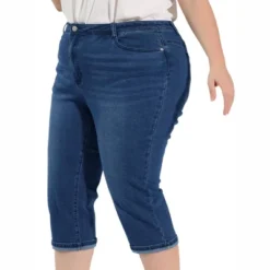 Agnes Orinda Women's Plus Size Jeans Zipper Back Yoke Stretch Roll Up Cuff Denim Pants -Avene Clothing Shop GUEST 88eda763 5bcd 481f 938a f2571e864770