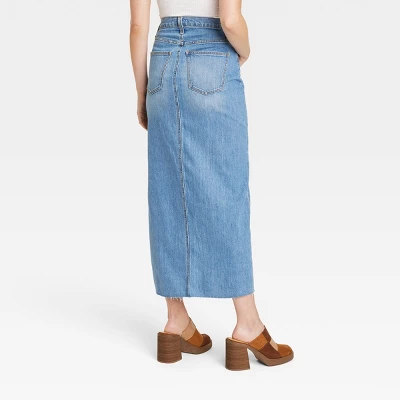 Women's High-Rise Denim Maxi Skirt - Universal Thread™ Medium Wash 1 Women's High-Rise Denim Maxi Skirt - Universal Thread™ Medium Wash