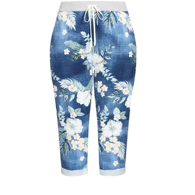 Women's Plus Size Jenny Knit Crop Pant - Cerulean | AVENUE 2 Women's Plus Size Jenny Knit Crop Pant - Cerulean | AVENUE - Image 2