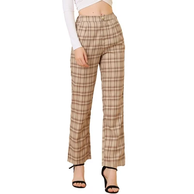 Allegra K Women's Plaid Elastic Waist Casual Work Office Long Trousers 20 Allegra K Women's Plaid Elastic Waist Casual Work Office Long Trousers - Image 20