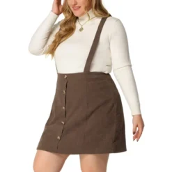 Agnes Orinda Women's Plus Size Corduroy Suspender Elastic Back A-Line Mini Skirt -Avene Clothing Shop GUEST 8cc1c406 be28 49ee 928c 4e689115b00e