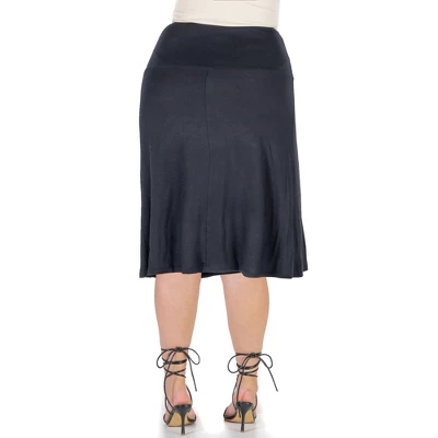 24seven Comfort Apparel A Line Elastic Waist Knee Length Plus Size Skirt 2 24seven Comfort Apparel A Line Elastic Waist Knee Length Plus Size Skirt - Image 2