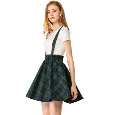 Allegra K Women's Plaid Pleated Mini Tartan Overall Skater Suspender Skirt 6 Allegra K Women's Plaid Pleated Mini Tartan Overall Skater Suspender Skirt - Image 6