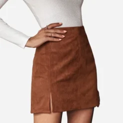 Women's Faux Suede Side Split Mini Skirt - Cupshe - Brown -Avene Clothing Shop GUEST 936dc5bf d17a 43a0 a4d6 37b46d969773