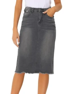 Allegra K Women's Casual Jean Skirt High Waist Back Vent Short Denim Skirts -Avene Clothing Shop GUEST 951a39c3 ef6f 41e0 acce c6ee418b3501