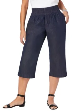 Jessica London Women’s Plus Size Wide-Leg Crop Chambray Pants -Avene Clothing Shop GUEST 9a88f214 e4d1 469b 9815 8e05ec3f8eb6