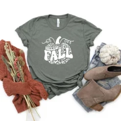 Simply Sage Market Women's Hello Fall Leopard Pumpkin Short Sleeve Graphic Tee