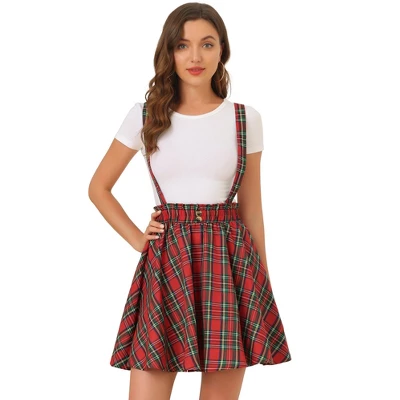 Allegra K Women's Plaid Pleated Mini Tartan Overall Skater Suspender Skirt 10 Allegra K Women's Plaid Pleated Mini Tartan Overall Skater Suspender Skirt - Image 10