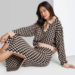 Women's Ascot + Hart Collared Checkered Long Sleeve Graphic T-Shirt -Avene Clothing Shop GUEST 9be27992 a7e8 4456 94d0 8e628f60c211