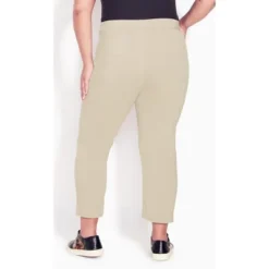 Women's Plus Size Super Stretch Crop Pant - Stone | AVENUE