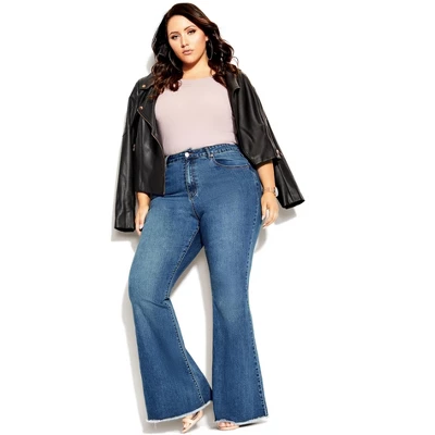 Women's Plus Size Harley Classic Flare Jean - Light Wash | CITY CHIC 3 Women's Plus Size Harley Classic Flare Jean - Light Wash | CITY CHIC - Image 3