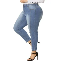 Agnes Orinda Women's Plus Size Mid Rise Stretch Washed Skinny Denim Jeans -Avene Clothing Shop GUEST 9d2c2f85 367d 4336 8de8 e8193b999464