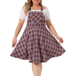 Agnes Orinda Women's Plus Size Elegant Chic Plaid Overalls Fashionable A Line Skirts -Avene Clothing Shop GUEST 9e298e40 3545 4a79 9502 22e402d95245