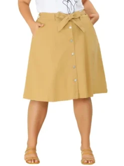 Agnes Orinda Women's Plus Size Denim Tie Waist Button Front A-Line Midi Skirts -Avene Clothing Shop GUEST 9e7e4226 bfb4 4000 90f5 c0bd523ff2d3