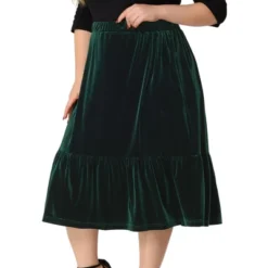 Agnes Orinda Women's Plus Size Velvet Elastic Waist Ruffle Hem Party Midi Skirt -Avene Clothing Shop GUEST 9e8c3f5d 89d6 4c40 acb7 1f91a2ebd928