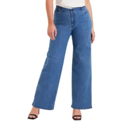 June + Vie By Roaman's Women’s Plus Size June Fit Wide-Leg Jeans