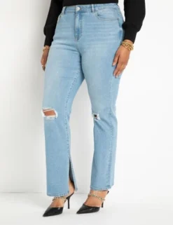 ELOQUII Women’s Plus Size Classic Fit Split Inseam Hem Straight Leg Jean -Avene Clothing Shop GUEST a271fad6 f9dd 446e 871b 747b1fafe669