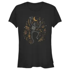 Junior's Lost Gods Halloween Skeleton And Fall Leaves T-Shirt -Avene Clothing Shop GUEST a523e410 8640 43ca 9e24 71669068070e