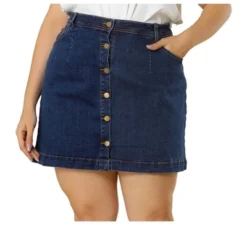 Agnes Orinda Women's Plus Size Denim Button Side Pocket Casual Jean A-Line Mini Skirt -Avene Clothing Shop GUEST a7128f58 688c 46cf 994c 36638c1f6e03