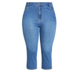 Women's Plus Size Denim Love Crop - Mid Wash | EVANS -Avene Clothing Shop GUEST a98440d9 9780 4bb7 aa4d cb3f08b43f4e
