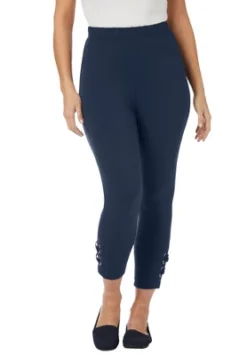 Jessica London Women’s Plus Size Lace Up Capri Legging