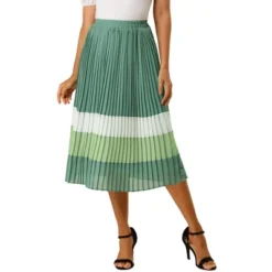 Allegra K Women's Elastic Waist Color Block A-Line Midi Pleated Chiffon Skirt -Avene Clothing Shop GUEST ab98f8f2 df44 4286 b84a 2276a7c0f67a