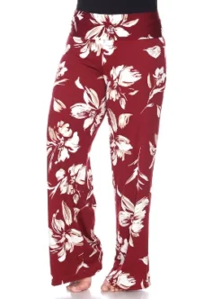 Women's Plus Size Flower Printed Palazzo Pants - White Mark -Avene Clothing Shop GUEST abd11baa 8b89 471d 87cb a76686c6b10e