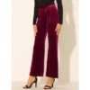 Allegra K Women's Velvet Tie Waist Stretchy Wide Leg Pants With Pockets