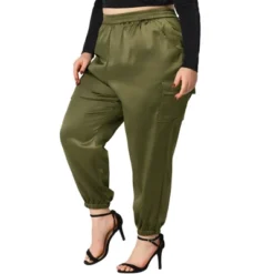 Agnes Orinda Women's Plus Size Cargo Elastic Waist Athleisure Ankle Length Satin Joggers Pant -Avene Clothing Shop GUEST ace33202 0acb 4f47 8c2c 0612c7960e54