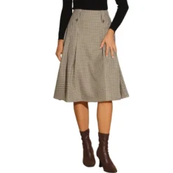 Allegra K Women's Vintage Plaid High Waist Pleated A-Line Midi Skirt -Avene Clothing Shop GUEST aed6580f cf75 4ae8 8ee8 31a8e15ca328