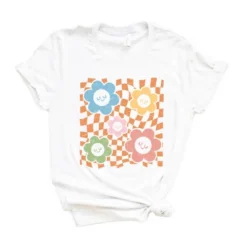 Simply Sage Market Women's Checkered Flowers And Smiley Short Sleeve Graphic Tee -Avene Clothing Shop GUEST b12ec87d d188 4006 9c8e e93e2d94cb57