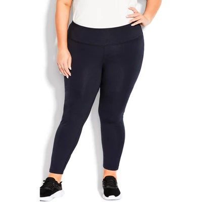 Women's Plus Size Pima High Rise Legging Navy - Average | AVENUE LEISURE 3 Women's Plus Size Pima High Rise Legging Navy - Average | AVENUE LEISURE - Image 3