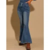 Allegra K Women's Bell Bottom High Rised Classic Flared Denim Pants
