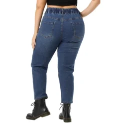 Agnes Orinda Women's Plus Size Pull-On Washed Denim Elastic Waist Stretch Jean -Avene Clothing Shop GUEST b5892c16 6a31 4b3a b47f 48317c51d10f