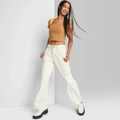 Women's High-Rise Cargo Baggy Jeans - Wild Fable™ Off-White -Avene Clothing Shop GUEST b7e40712 f8ea 4363 a50c 0f2642a9d94b
