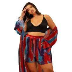 Rebdolls Women's Alexis Plisse Tie Dye Drawstring Shorts