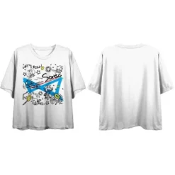 Sonic The Hedgehog Classic Let's Roll Women's White Graphic Crop Tee -Avene Clothing Shop GUEST be492706 2066 4f8d b489 80da619952c1