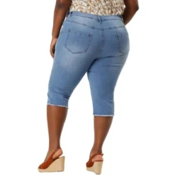 Agnes Orinda Women's Plus Size Capri Ripped Slash Pocket Raw Hem Denim Jeans -Avene Clothing Shop GUEST c0ba77c3 9e3f 4e9c b447 fea7bd7856f6