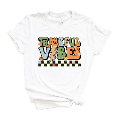 Simply Sage Market Women's Thankful Vibes Checkered Short Sleeve Graphic Tee 4 Simply Sage Market Women's Thankful Vibes Checkered Short Sleeve Graphic Tee - Image 4