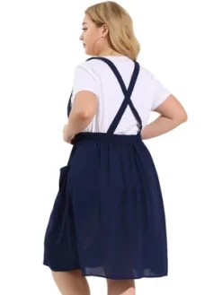 Agnes Orinda Women's Plus Size Casual Elastic Waist Suspender Skirt With Front Pockets -Avene Clothing Shop GUEST c48b025b 8498 4748 9f65 70eb577d98ef
