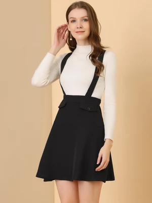 Allegra K Women's Pinafore Flared Skater Suspender Overall Skirts 3 Allegra K Women's Pinafore Flared Skater Suspender Overall Skirts - Image 3