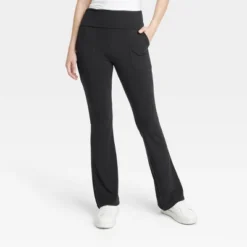 Women's Fold Over Waistband Flare Leggings With Pockets - A New Day™ Black -Avene Clothing Shop GUEST c763fe82 7383 4f02 9064 4ca92c8d466d