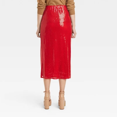 Women's Sequin A-Line Midi Skirt - A New Day™ Red 1 Women's Sequin A-Line Midi Skirt - A New Day™ Red