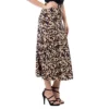 24seven Comfort Apparel Womens Brown Animal Print Maxi Skirt