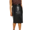 ELOQUII Women’s Plus Size Faux Leather Column Midi Skirt