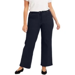 June + Vie By Roaman's Womenâs Plus Size Curvie Fit Wide-Leg Jeans