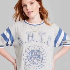 Women's Ascot + Hart Varsity Elbow Sleeve Graphic T-Shirt - Gray 9 Women's Ascot + Hart Varsity Elbow Sleeve Graphic T-Shirt - Gray -Avene Clothing Shop GUEST cf46d87e 9b83 4452 937d a344692403bd