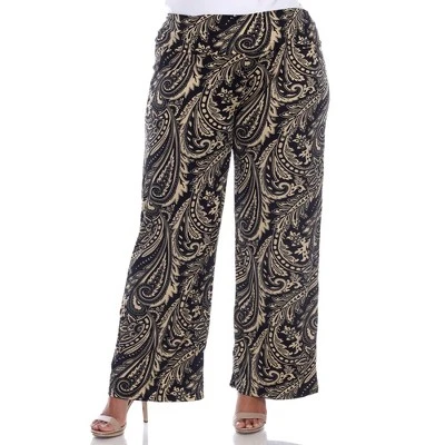 Women's Plus Size Printed Palazzo Pants - White Mark 14 Women's Plus Size Printed Palazzo Pants - White Mark - Image 14