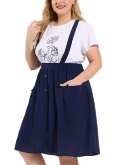 Agnes Orinda Women's Plus Size Casual Elastic Waist Suspender Skirt With Front Pockets -Avene Clothing Shop GUEST d0ce7a09 c53e 4174 be64 3354af7a1c56