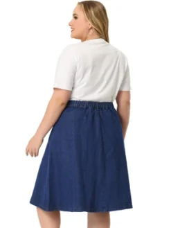 Agnes Orinda Women's Plus Size Button Down Casual A-Line Pockets Midi Jean Skirts -Avene Clothing Shop GUEST d0e4c52d 139d 40a6 88dc ac919fe59eaa
